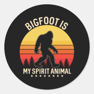 Bigfoot my Spirit Animal   Bigfoot Retro Classic Round Sticker