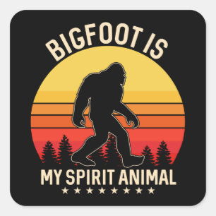 Bigfoot my Spirit Animal   Bigfoot Retro Square Sticker