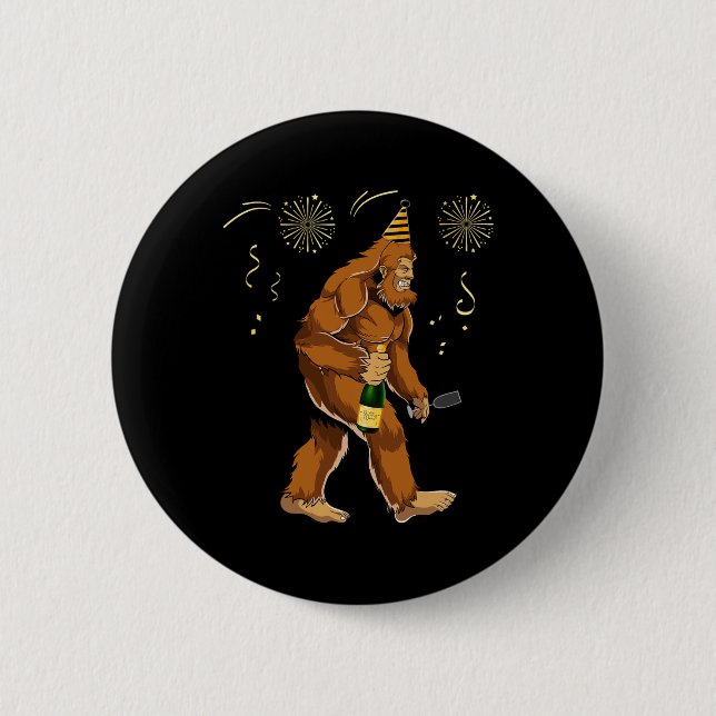 Bigfoot New Year Funny Outfit Sasquatch Holiday 20 6 Cm Round Badge (Front)