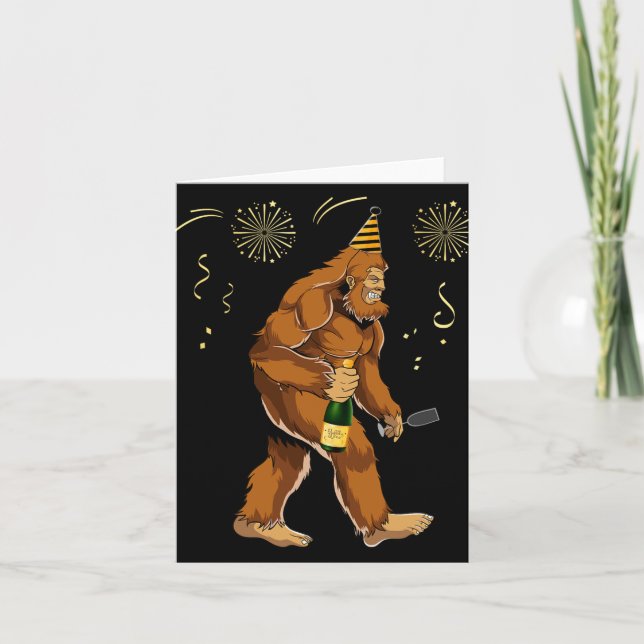Bigfoot New Year Funny Outfit Sasquatch Holiday 20 Card (Front)