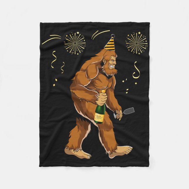 Bigfoot New Year Funny Outfit Sasquatch Holiday 20 Fleece Blanket (Front)