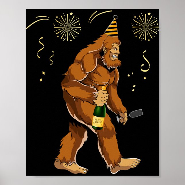 Bigfoot New Year Funny Outfit Sasquatch Holiday 20 Poster (Front)