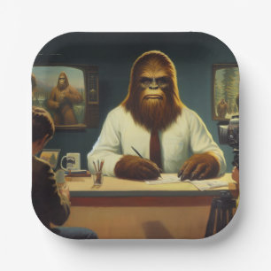 Bigfoot News Anchor Paper Plate