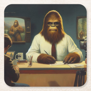 Bigfoot News Anchor Square Paper Coaster