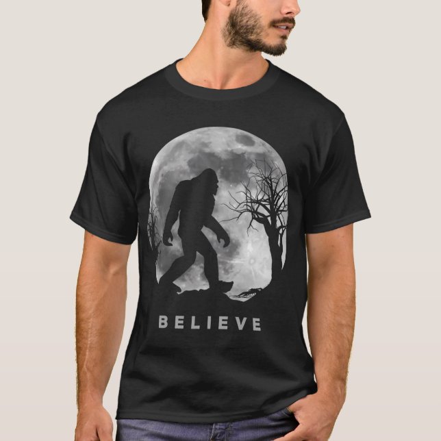 Bigfoot Night Full Moon I Believe Sasquatch T-Shirt (Front)