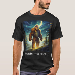 Bigfoot Night Woods Moon Stars T-Shirt