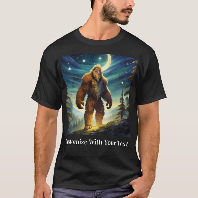 Bigfoot Night Woods Moon Stars T-Shirt (Front)