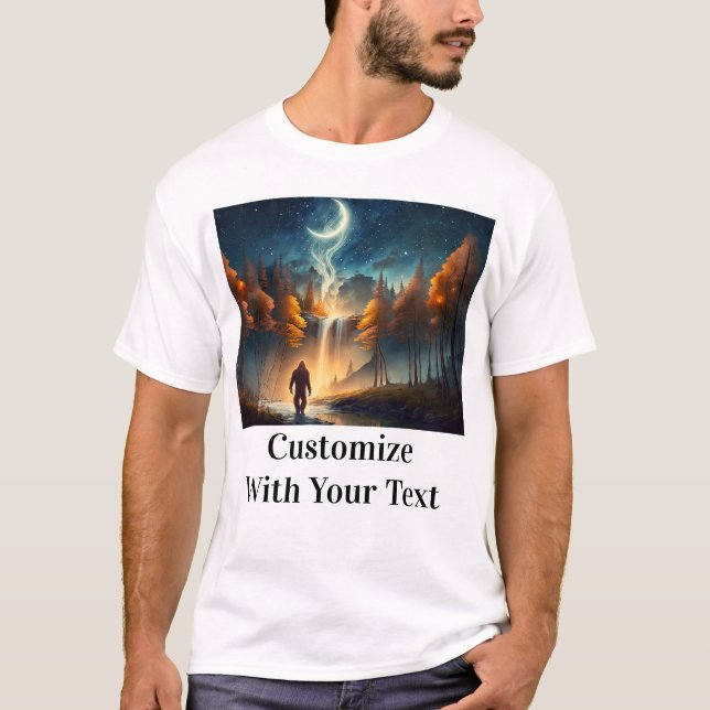 Bigfoot Night Woods Stars Moon T-Shirt (Front)