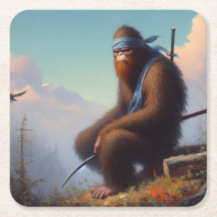 Bigfoot Ninja Square Paper Coaster