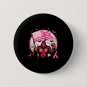 Bigfoot Nk Ribbon Breast Cancer Awareness Month Wo 6 Cm Round Badge