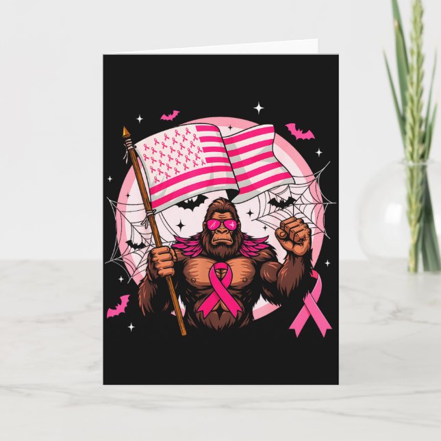 Bigfoot Nk Ribbon Breast Cancer Awareness Month Wo Card (Front)