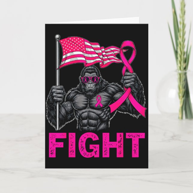 Bigfoot Nk Ribbon Fight Breast Cancer Awareness Me Card (Front)