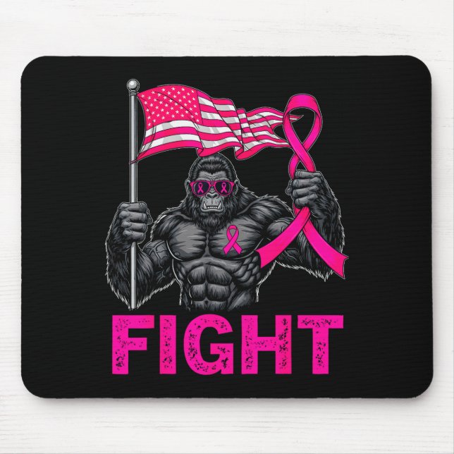 Bigfoot Nk Ribbon Fight Breast Cancer Awareness Me Mouse Mat (Front)