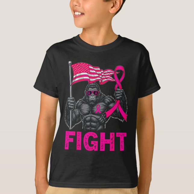 Bigfoot Nk Ribbon Fight Breast Cancer Awareness Me T-Shirt (Front)