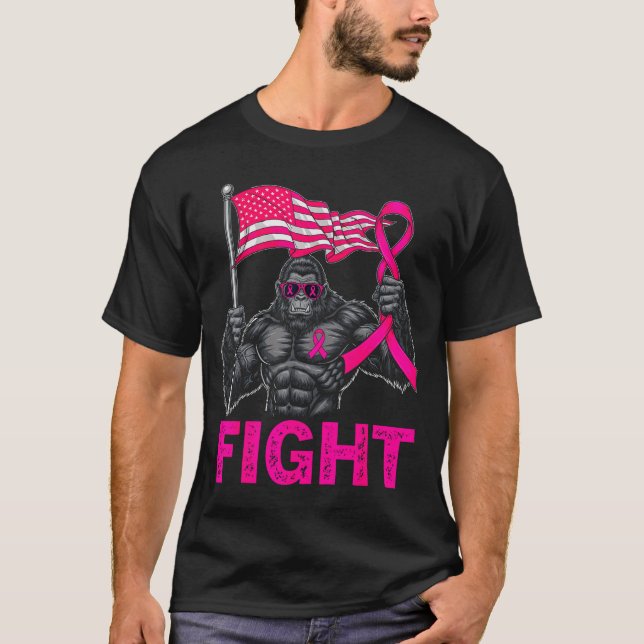 Bigfoot Nk Ribbon Fight Breast Cancer Awareness Me T-Shirt (Front)