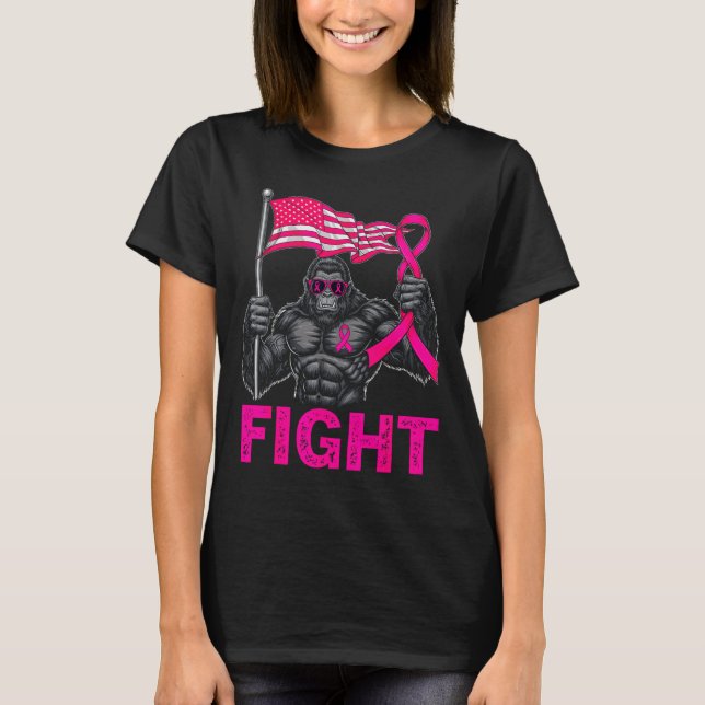 Bigfoot Nk Ribbon Fight Breast Cancer Awareness Me T-Shirt (Front)
