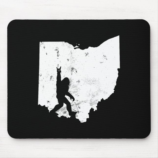 Bigfoot Ohio State Map Sasquatch Men Women Gift  Mouse Mat (Front)