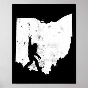 Bigfoot Ohio State Map Sasquatch Men Women Gift Poster