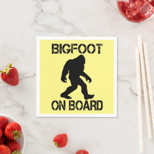 Bigfoot on Board Funny Bigfoot Napkin