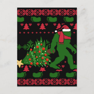 Bigfoot on knit background postcard