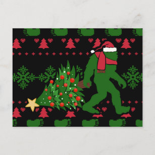 Bigfoot on knit background postcard