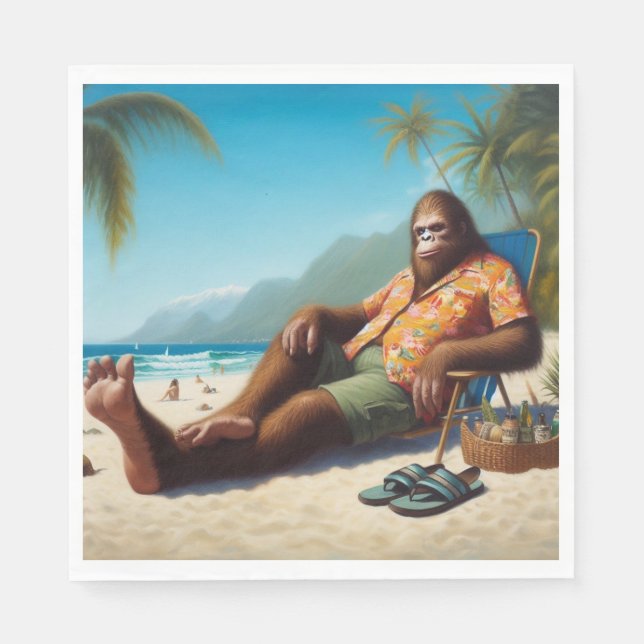 Bigfoot On the Beach Napkin (Front)