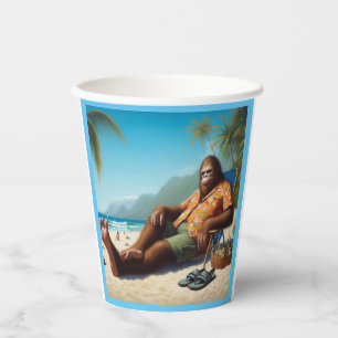 Bigfoot On the Beach Paper Cups