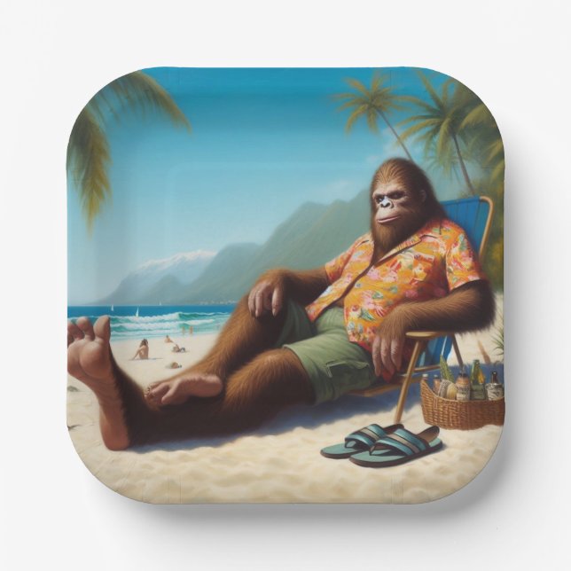 Bigfoot On the Beach Paper Plate (Front)