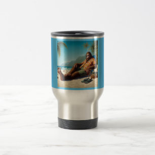 Bigfoot On the Beach Travel Mug