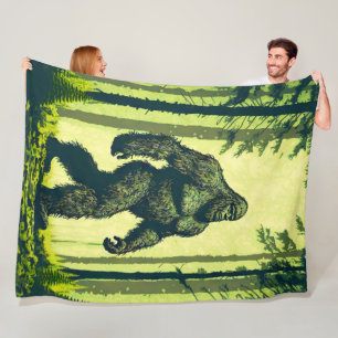 Bigfoot Out For A Forest Walk Fleece Blanket