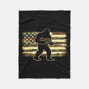 Bigfoot owner camo us american flag sasquatch fleece blanket