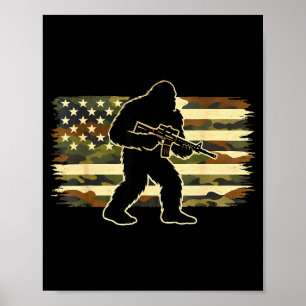 Bigfoot owner camo us american flag sasquatch poster
