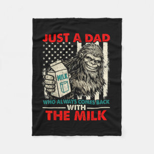 Bigfoot papa with the milk funny father's day fleece blanket