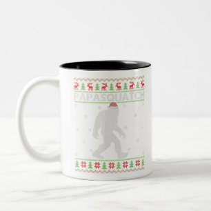 Bigfoot Papasquatch Xmas Shirt Ugly Santa Bigfoot Two-Tone Coffee Mug