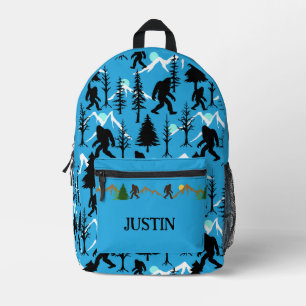 Bigfoot Patterned Sasquatch Blue Printed Backpack