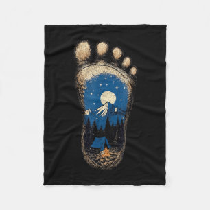 Bigfoot paw print camping mountain sasquatch fleece blanket