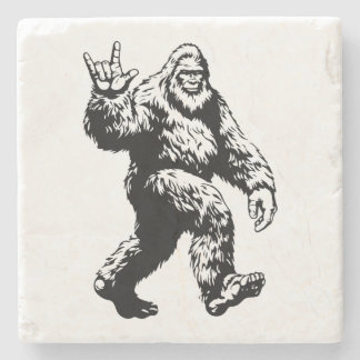 Bigfoot Peace/Funny Sasquatch Rustic Cabin Decor Stone Coaster