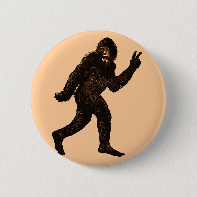 Bigfoot Peace Sign 6 Cm Round Badge (Front)
