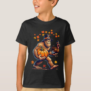 Bigfoot Pilgrim Hat Turkey Day Pumpkin Thanksgivin T-Shirt