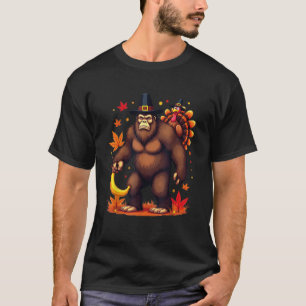 Bigfoot Pilgrim Turkey Banana Ornament Funny Thank T-Shirt