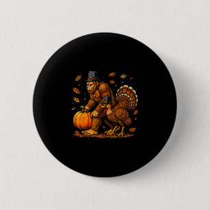 Bigfoot Pilgrim Turkey Pumpkin Thanksgiving Day Bo 6 Cm Round Badge