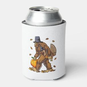Bigfoot Pilgrim Turkey Pumpkin Thanksgiving Day Bo Can Cooler