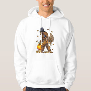 Bigfoot Pilgrim Turkey Pumpkin Thanksgiving Day Bo Hoodie