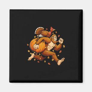 Bigfoot Pilgrim Turkey Pumpkin Thanksgiving Day Bo Magnet
