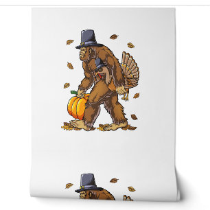Bigfoot Pilgrim Turkey Pumpkin Thanksgiving Day Bo Wallpaper