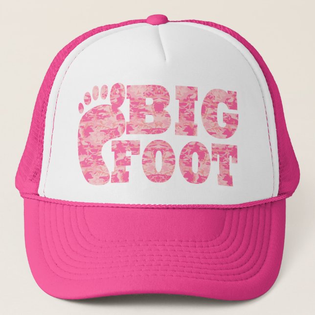 Bigfoot pink camouflage trucker hat (Front)