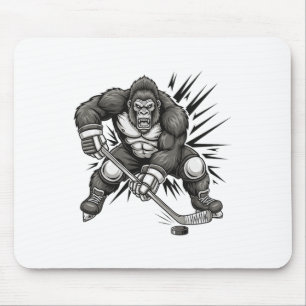 Bigfoot Player Playing Hockey Funny Sasquatch Ice  Mouse Mat