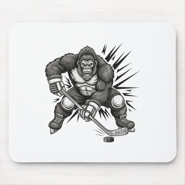 Bigfoot Player Playing Hockey Funny Sasquatch Ice  Mouse Mat (Front)