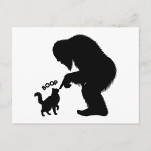 Bigfoot Playful Long Haired Cat Boop Holiday Postcard
