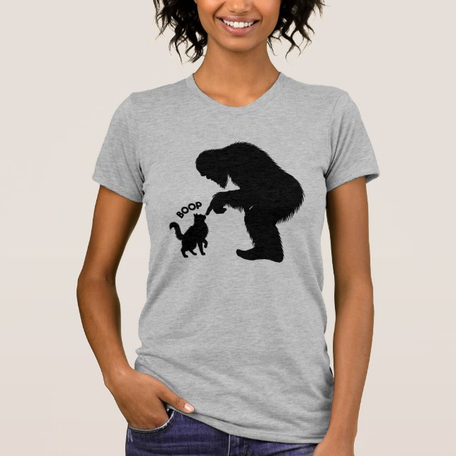 Bigfoot Playful Long Haired Cat Boop T-Shirt (Front)